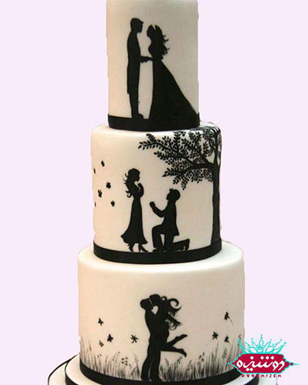 کیک عروسی سه طبقه عاشقانه